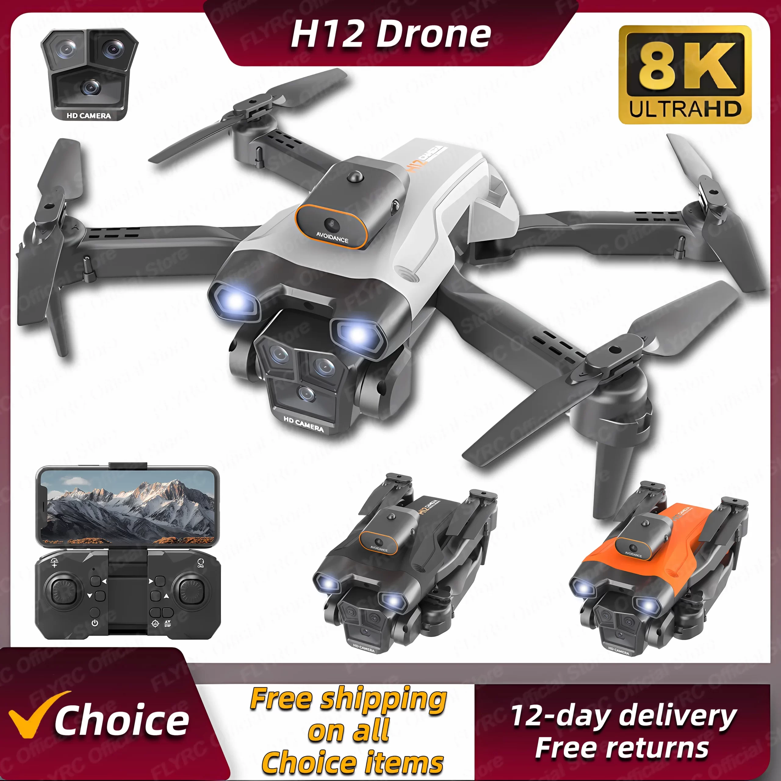Mini-Drone-H12-8K-Professionnel-avec-Trois-Cam-ras-Grand-Angle-Localisation-de-Flux-Optique-Quatre